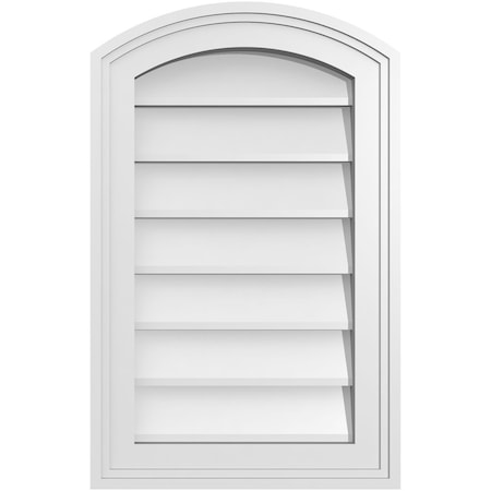 Ekena Millwork Arch Top Surface Mount PVC Gable Vent: Functional, w/ 2"W x 1-1/2"P Brickmould Frame, 14"W x 22"H GVPAR14X2202SF